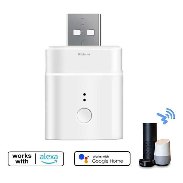 DrPhone SON1 - USB Smart Adapter - Micro - Voice Control Met Alexa / Google Home - Wit