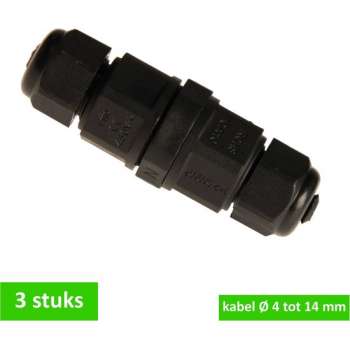 TQ4U Waterdichte kabelverbinder - 3 aderig - voor kabel Ø 4 tot 14 mm - IP68 - 3 stuks