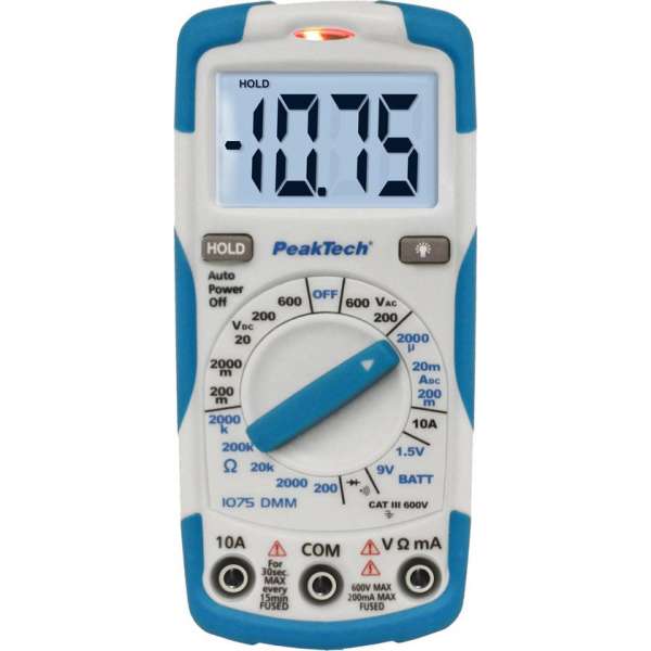 PeakTech 1075 Digitale multimeter ~ 2.000 counts ~ 600V AC / DC ~ 10A DC ~ met NCV