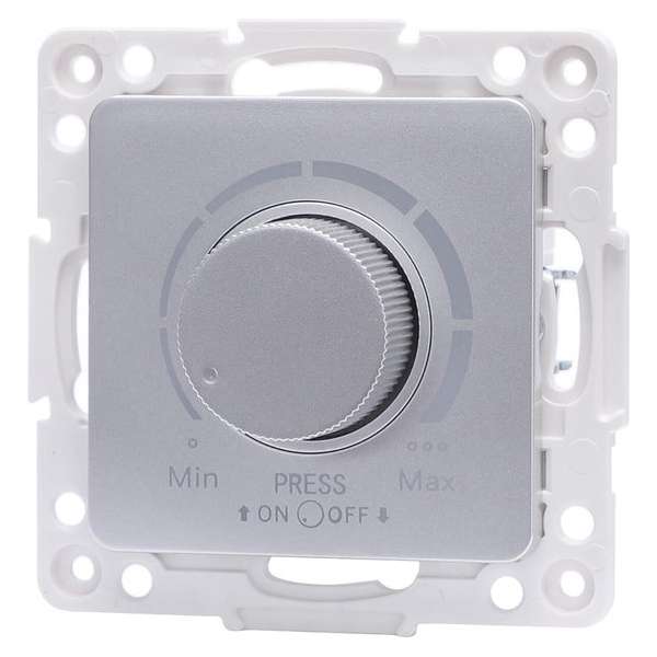 LED Dimmer - Aigi Jura - Inbouw - Vierkant - Kunststof - Enkel Knop - 3-100W - Zilver