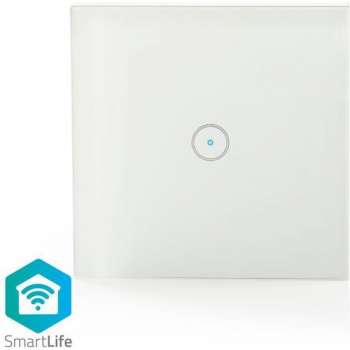 Slimme smart lichtschakelaar | Wi-Fi | Enkel | Muurmontage | 86 mm | 86 mm | 1000 W | Android™ & iOS | Glas | Wit