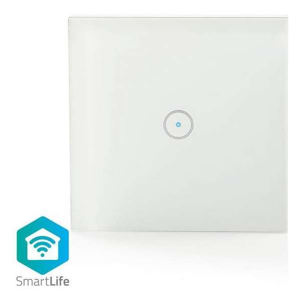 Slimme smart lichtschakelaar | Wi-Fi | Enkel | Muurmontage | 86 mm | 86 mm | 1000 W | Android™ & iOS | Glas | Wit