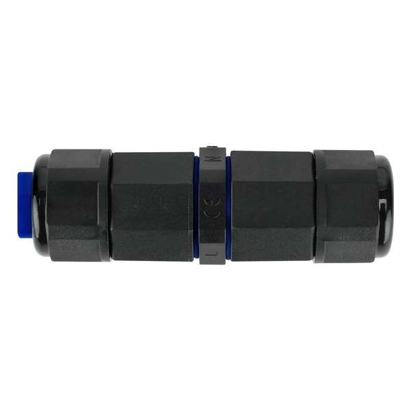 Kabelverbinder - Rechte Connector - Waterdicht IP68 - 3 Aderig - Zwart