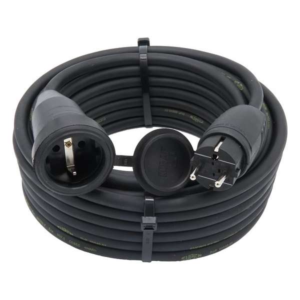 Luxya Cabling - Verlengsnoer Neopreen - 05 meter - 3G2,5 mm² - IP44 - Randaarde - Zwarte stekkers