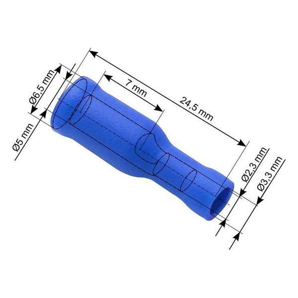 Doorverbinder Blauw - Gat diameter 5-6.5 mm - Gat diameter 2.3-3.3 mm - 100 Stuks