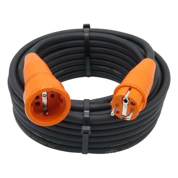 Verlengsnoer - 05 meter - 3G1.5 - Neopreen - IP44 - Randaarde - Oranje stekkers - Verlengkabel