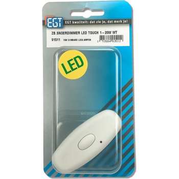 EGT 91511 LED snoerdimmer touch 1 tot 20W, wit, t.b.v. dimbare LED-verlichting