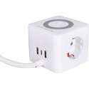 Q-Link stekkerdoos - cube - 3-voudig - randaarde - 3 x USB - WC - 3 x 1.5 mm² - 1.5 m - wit