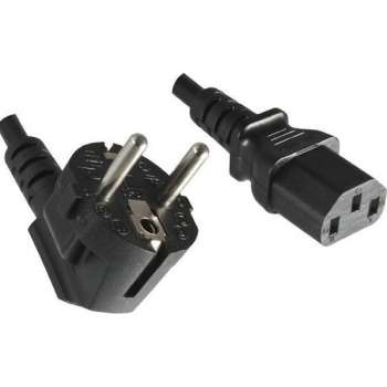 DINIC apparaatsnoer met rechte C13 plug en haakse stekker - 3x 1,00mm / zwart - 5 meter