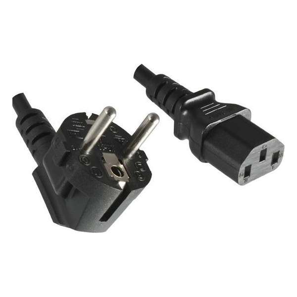 DINIC apparaatsnoer met rechte C13 plug en haakse stekker - 3x 1,00mm / zwart - 5 meter