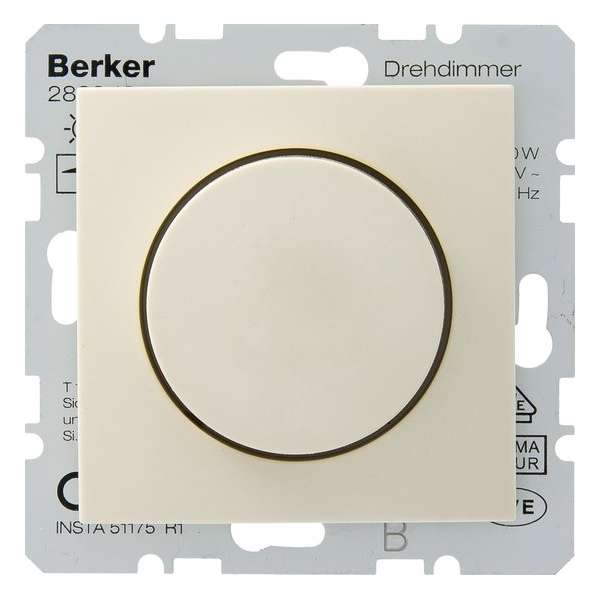 Berker inbouw dimmer 230V gloei & halogeen lampen creme 60-400W (Te combineren met Berker B.1-B.3-B.7 serie)