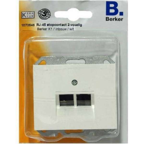 BERKER K1 RJ-45 stopcontact 2-voudig, inbouw | WIT