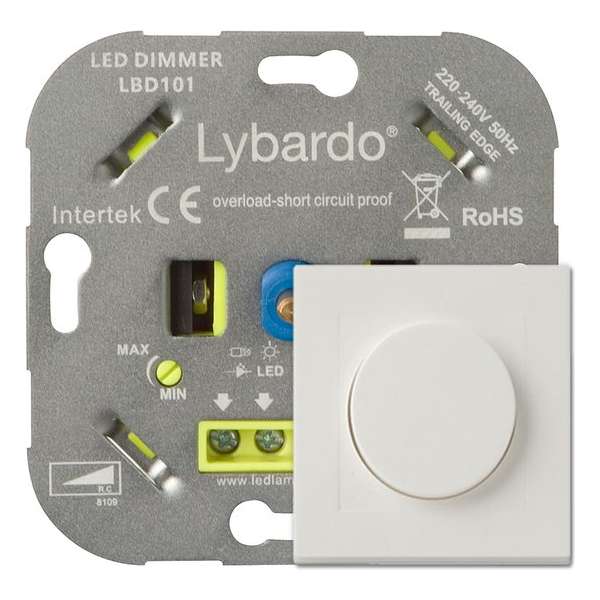 Lybardo ITEC 5-150W LED Dimmer - Fase Afsnijding - Universeel - Inbouw- Compleet met afdekraam