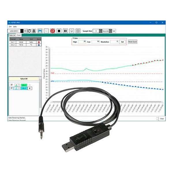 EXTECH 407001-PRO: Software voor gegevensverwerving en USB-kabel