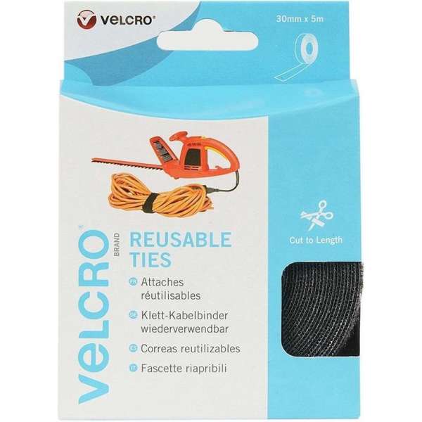 VELCRO® VEL-EC60254 Klittenband kabelbinder Om te bundelen Haak- en lusdeel (l x b) 5000 mm x 30 mm Zwart 5 m