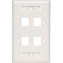 Tripp-Lite N042-001-04-WH 4-Port Quad Outlet RJ45 Universal Keystone Face Plate / Wall Plate, White, TAA TrippLite