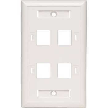 Tripp-Lite N042-001-04-WH 4-Port Quad Outlet RJ45 Universal Keystone Face Plate / Wall Plate, White, TAA TrippLite