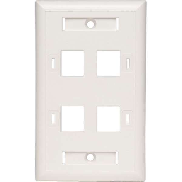 Tripp-Lite N042-001-04-WH 4-Port Quad Outlet RJ45 Universal Keystone Face Plate / Wall Plate, White, TAA TrippLite