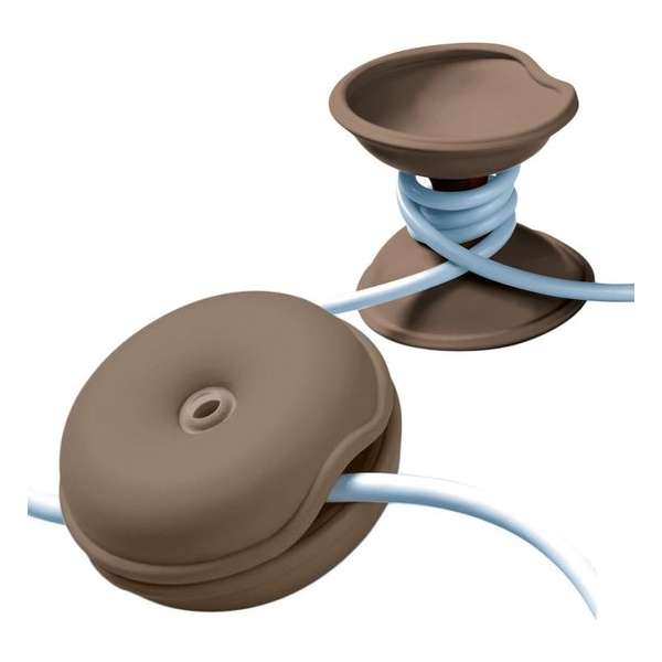 Wikkel Snoeren Met Cable Turtle - Medium - Taupe - Set  van 2 Stuks - Ø 6,5 cm x H 3,2 cm