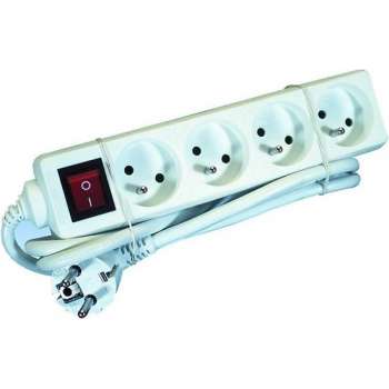 AC stekkerdoos + Switch -4 x 2P+E Socket 16A - 1,5m Wit