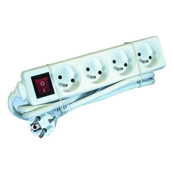 AC stekkerdoos + Switch -4 x 2P+E Socket 16A - 1,5m Wit