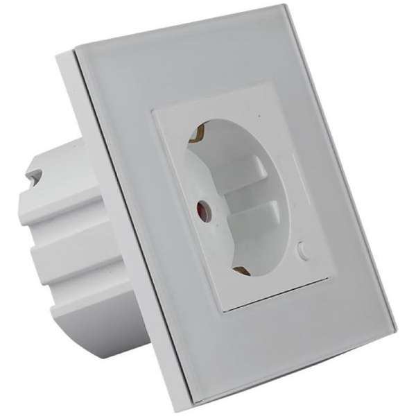 Wandcontactdoos Smart WiFi - Viron Wimo - Inbouw - 1-voudig - Randaarde - Incl. Glazen Afdekraam - Wit - BSE