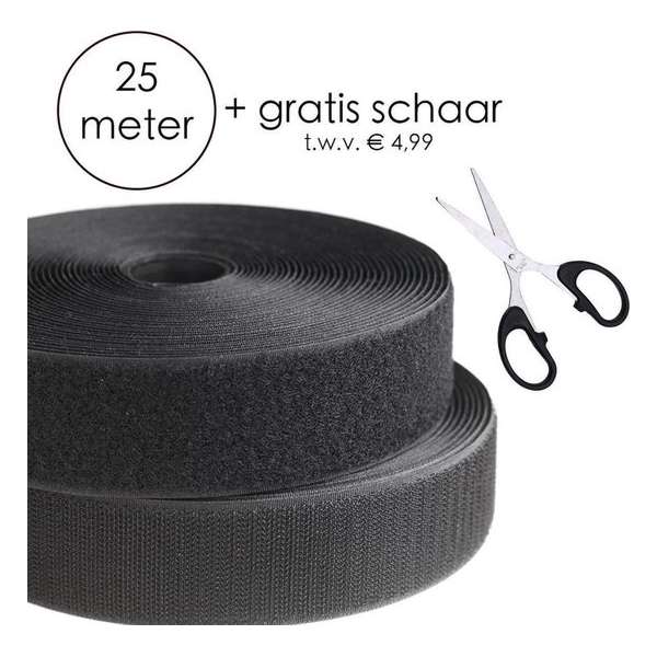 Klittenband - 25 meter - met schaar