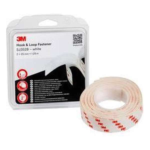 3M SJ352B Klittenband Om vast te plakken (l x b) 1.25 m x 25 mm Wit 1 stuk(s)