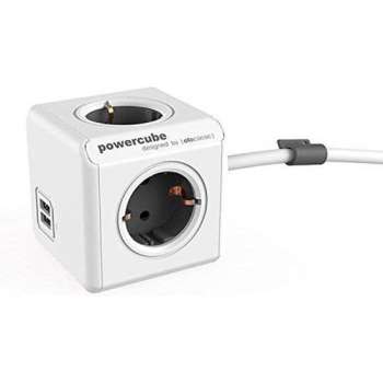 IGOODS Stekkerdoos Kubus 4 stopcontacten - 2 USB laders