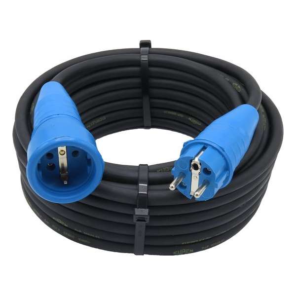 Verlengsnoer - 05 meter - 3G2.5 - Neopreen - IP44 - Randaarde - Blauwe stekkers - Verlengkabel