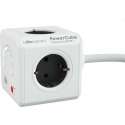 PowerCube Extended WiFi range extender, stekkerdoos, 4 sockets, 1.5m, wit/grijs