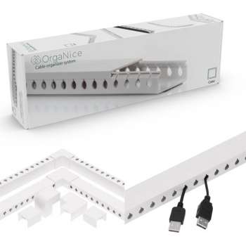 OrgaNice Kabel Organiser Set met plakstrip - Buigbaar & Impactbestendig - Wit