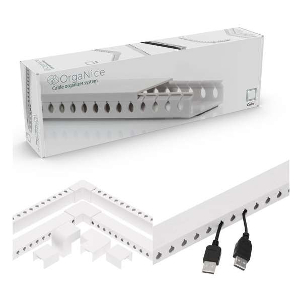 OrgaNice Kabel Organiser Set met plakstrip - Buigbaar & Impactbestendig - Wit