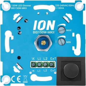 LED Dimmer Inbouw | Matzwarte Afdekplaat | 0.3-150 Watt