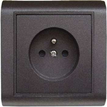 Stopcontact + aarding - 16A - 230V - Baby Safe - Antraciet - Inbouw