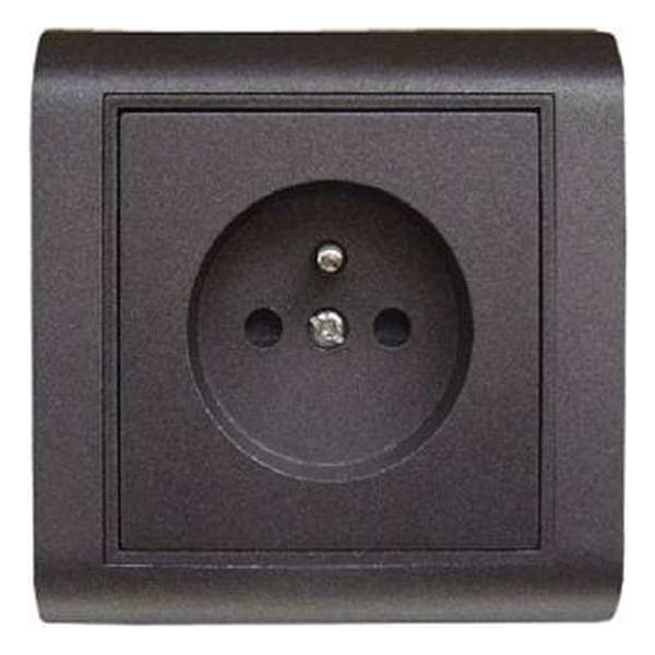 Stopcontact + aarding - 16A - 230V - Baby Safe - Antraciet - Inbouw