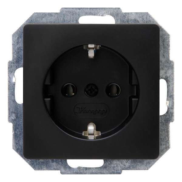 KOPP - Wandcontactdoos - Paris - Inbouw - 1-voudig Enkel Stopcontact - Randaarde - Mat Zwart - BES LED