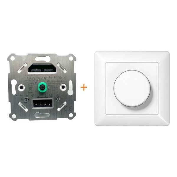 LED Pro dimmer - universel - 2-500 watt - inbouw - inclusief afdekplaat