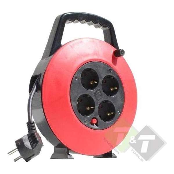 Stroomhaspel, 230 Volt, 10 meter, max. vermogen 2300 Watt