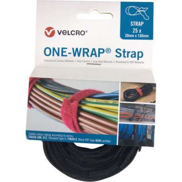 Velcro® ONE-WRAP® klittenband kabelbinder 20mm x 150mm Zwart (FRT)