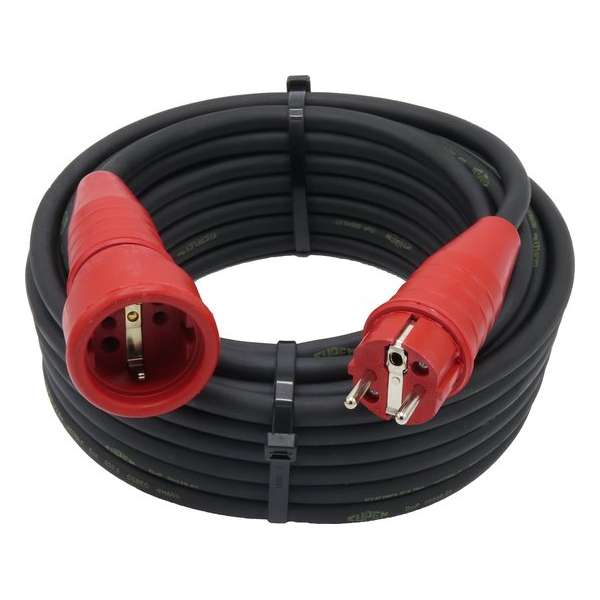 Luxya Cabling - Verlengsnoer Neopreen - 05 meter - 3G2,5 mm² - IP44 - Randaarde - Rode stekkers