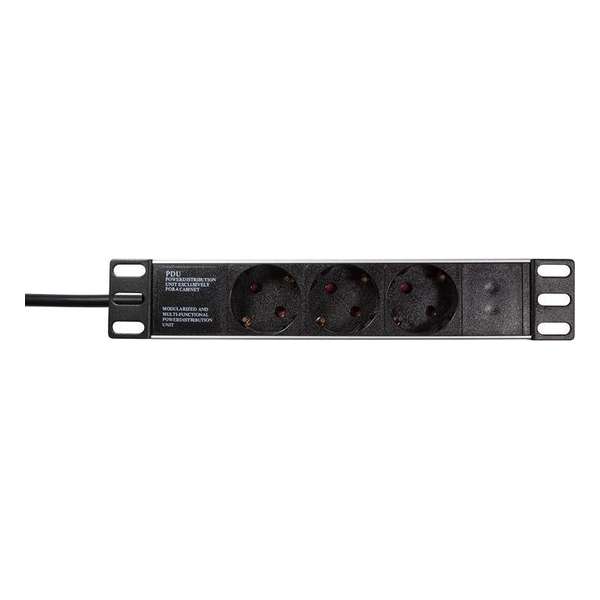 LogiLink PDU3B01 energiedistributie 1U Zwart 3 AC-uitgang(en)