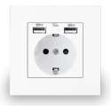 USB stopcontact - USB stopcontact inbouw - Inbouw wandcontactdoos - USB stopcontact wit - USB stopcontact randaarde