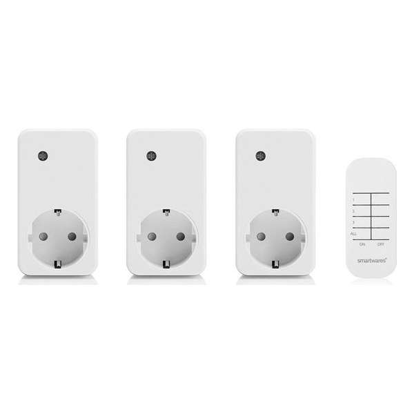 Smartwares SH4-99573 Schakelaar Set – 4-delig – Plug & Connect – 3 draadloze stekkers met afstandsbediening