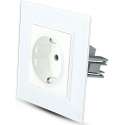 Wandcontactdoos - Viron Deilo - Inbouw - 1-voudig - Randaarde - Incl. Glazen Afdekraam - Wit - BES LED