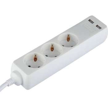 Verlengsnoer met USB - Nivra Serino - 3680W - 3 Stopcontacten - 1.5 Meter - Wit | Nederland