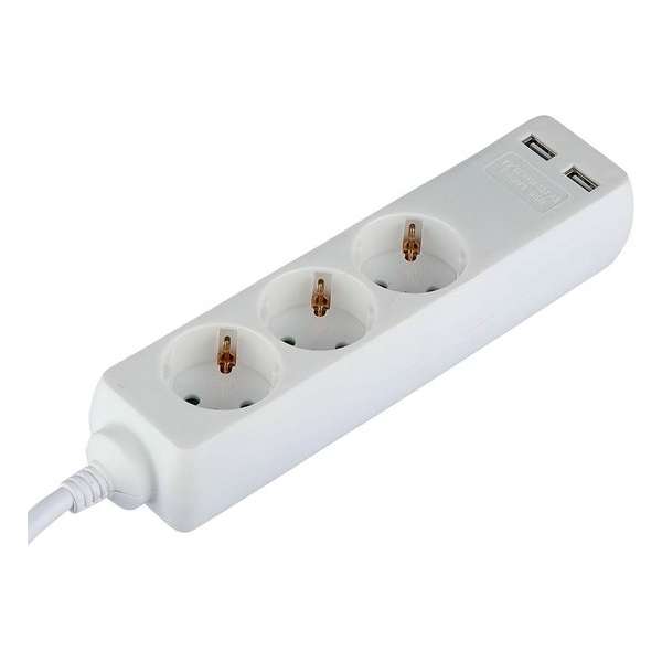 Verlengsnoer met USB - Nivra Serino - 3680W - 3 Stopcontacten - 1.5 Meter - Wit | Nederland