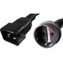 E&T Powercables UPS stroomkabel met rechte C20 plug en rechte CEE 7/3 stekker - 3x 1,00mm / zwart - 0,50 meter