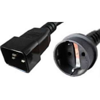 E&T Powercables UPS stroomkabel met rechte C20 plug en rechte CEE 7/3 stekker - 3x 1,00mm / zwart - 0,50 meter