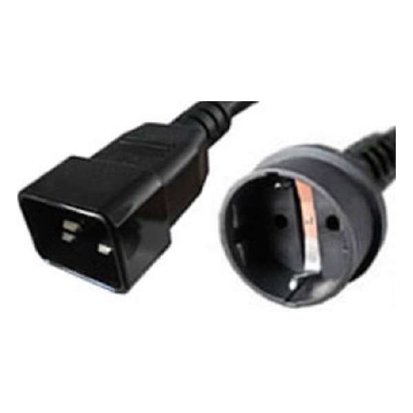 E&T Powercables UPS stroomkabel met rechte C20 plug en rechte CEE 7/3 stekker - 3x 1,00mm / zwart - 0,50 meter